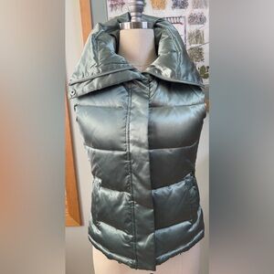 Talbots Satin Goose Down Puffer Vest in soft sage green in EUC